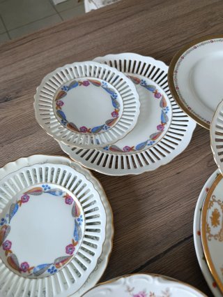 12 Piattini Porcellana Misti Oro Bianco
