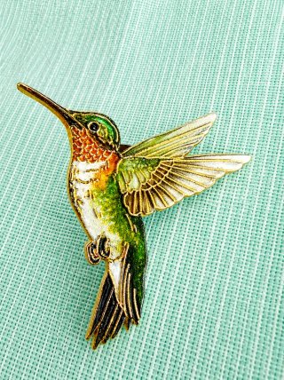 Spilla Colibrì Verde e Oro
