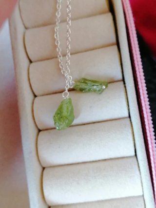 Pendientes Plata Ley Peridoto Cadena Colgante