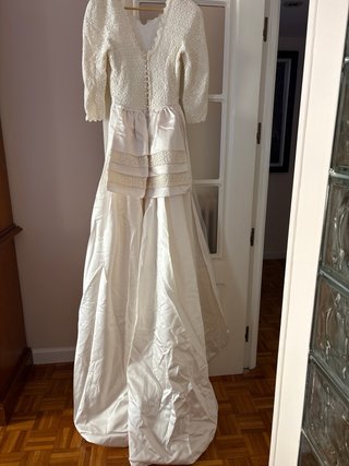 Vestido de Novia Blanco Encaje guipur Manga Larga
