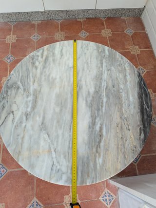 Mesa antigua redonda mármol y madera