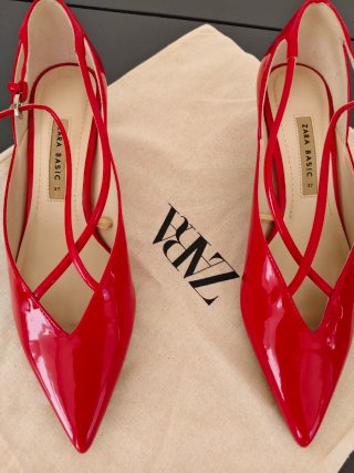 Zapatos planos rojos Zara Talla 37