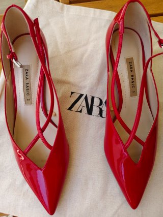 Zapatos planos rojos Zara Talla 37