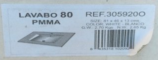 Lavabo 80 cm PMMA Baño
