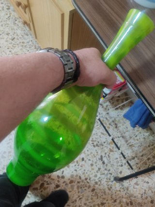 Juego Jarrones Vintage Cristal Verde y Amarillo