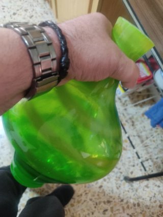 Juego Jarrones Vintage Cristal Verde y Amarillo