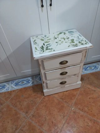 Mesita Noche Shabby Chic Papel y Madera