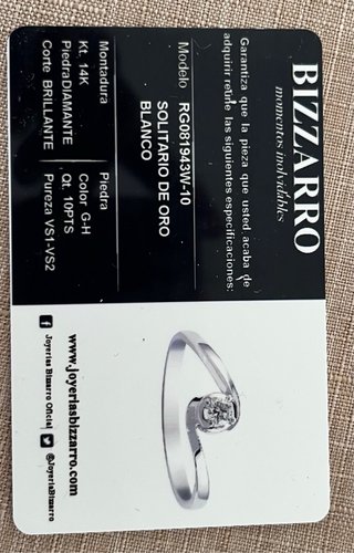 Anillo Oro Blanco Diamante Solitario
