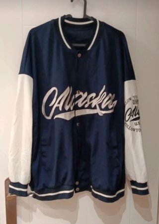 Chaqueta estilo bomber azul y blanco de shein