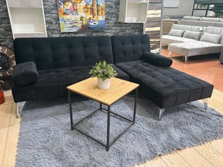 Sofá Cama Chaise Longue Negro Terciopelo 198cm