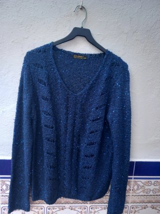 Jersey mujer lentejuelas azul marino