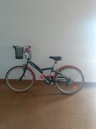 Bicicleta niña BTWIN rosa y negra