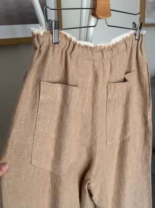 Pantalón Lino Zara Beige Talla L
