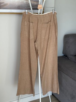 Pantalón Lino Zara Beige Talla L