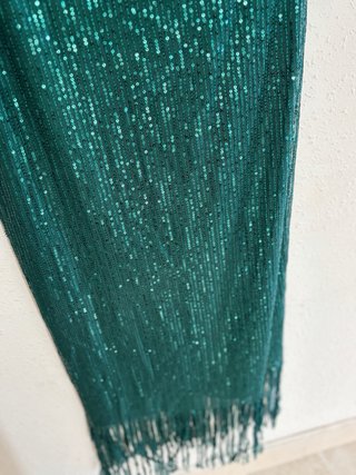 Vestido fiesta lentejuelas verde elegante