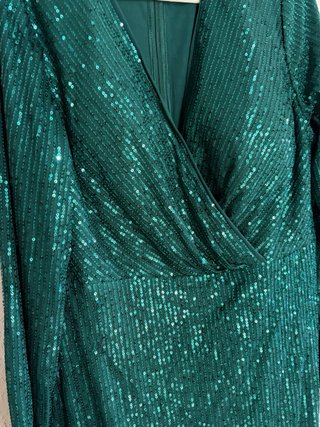 Vestido fiesta lentejuelas verde elegante