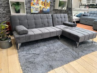 Sofá Cama Chaise Longue Terciopelo Gris 198cm