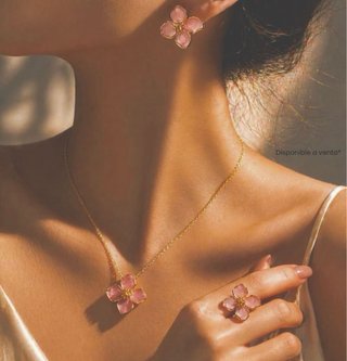 Conjunto de joyas flores oro rosa