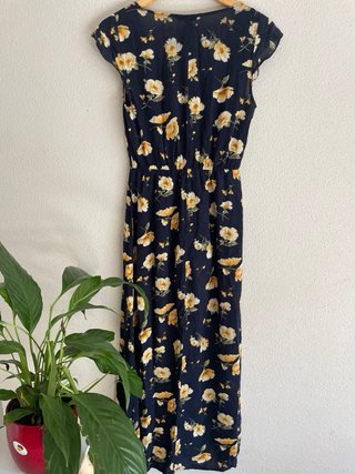 Vestido floral Forever 21 azul y amarillo