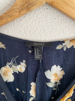 Vestido floral Forever 21 azul y amarillo