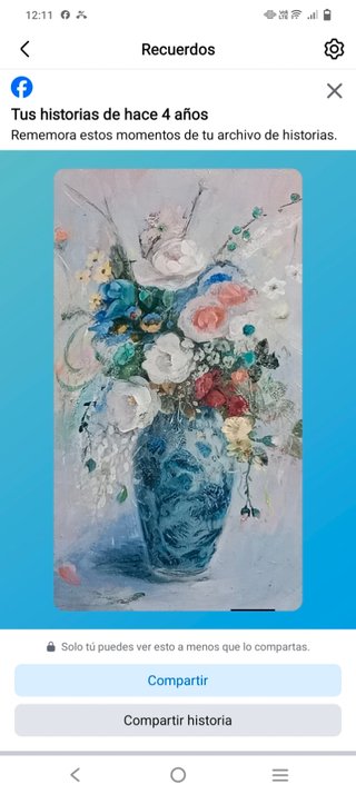 Cuadro al óleo de flores