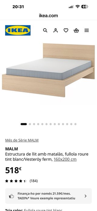Cama matrimonio Malm Ikea