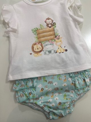 Conjunto bebé top y braguita safari