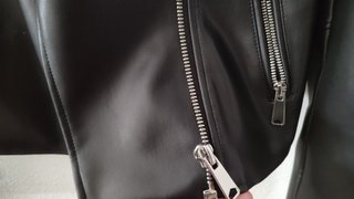 Chaqueta Piel Sintética Mango Negra