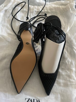 Zapatos Zara tacón malla lazo talla 37