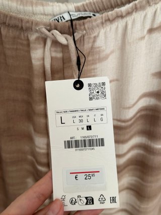 Pantalón Zara Tye Dye Beige Ancho talla L