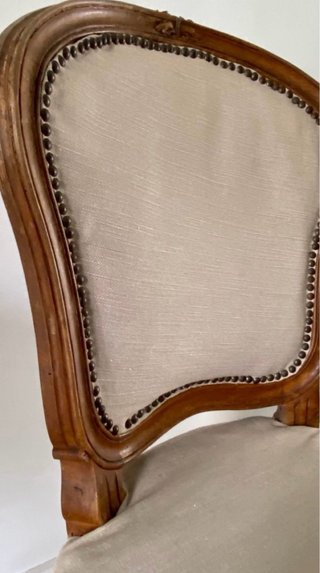 Silla vintage madera y tela beige