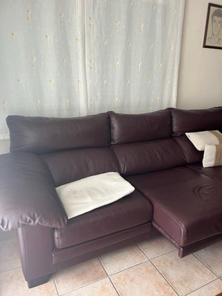 Sofá Chaise Longue Marrón Piel