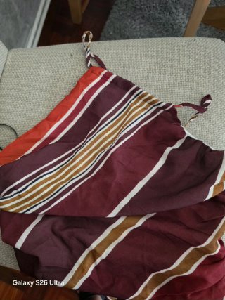 Vestido asimétrico rayas marrones y rojas