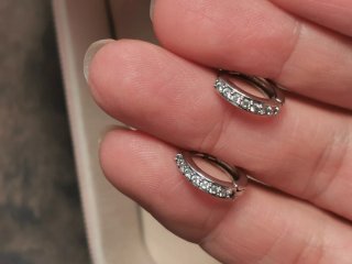 Pendientes Aro circonitas en plata laminada