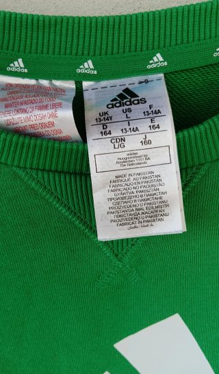 Felpa ragazzo 13 / 14 anni Adidas, tg L, verde