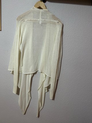 Chaqueta de hilo beige/blanca talla M Mango