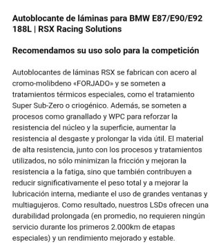 Autoblocante BMW E87/E90/E91/E92 188L