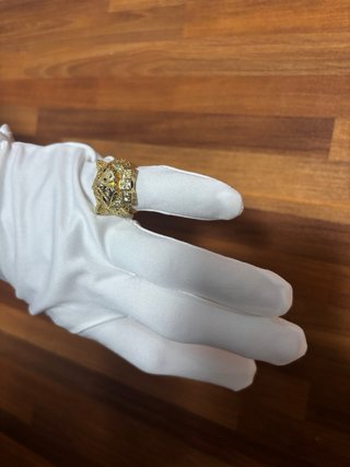 Anillo Cara Leopardo con Piedras Brillantes