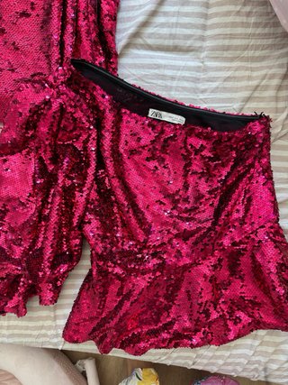 Conjunto Zara lentejuelas rosa S