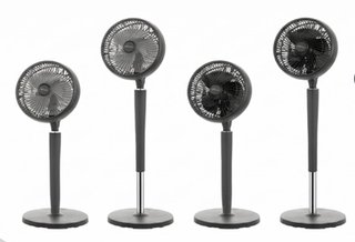 Ventilador de pie 12” gris y plateado