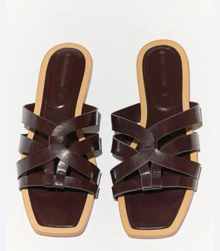Sandalias pala Stradivarius piel marrón talla 36.
