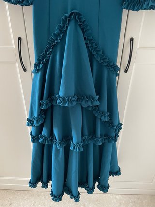 Traje Flamenca Azul Petróleo Volantes
