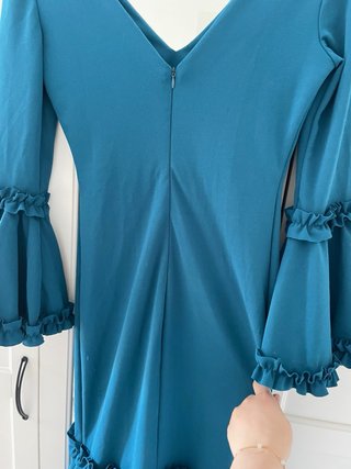 Traje Flamenca Azul Petróleo Volantes