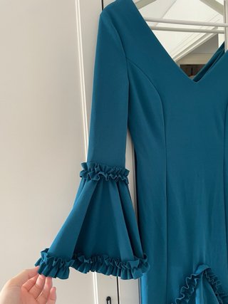 Traje Flamenca Azul Petróleo Volantes