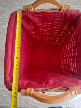 Cesta Mimbre Forro Rojo
