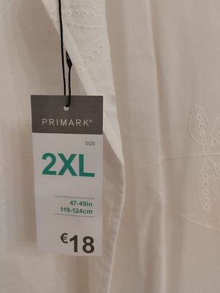 Camisa Blanca Bordada Flores Primark Talla 2XL