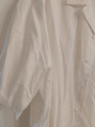 Camisa Blanca Bordada Flores Primark Talla 2XL