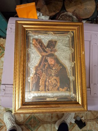 Cuadro religioso dorado con Cristo