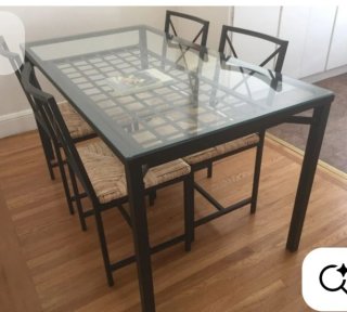 Mesa de comedor cristal y forja