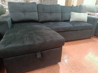 Sofá de terciopelo negro 215 cm
